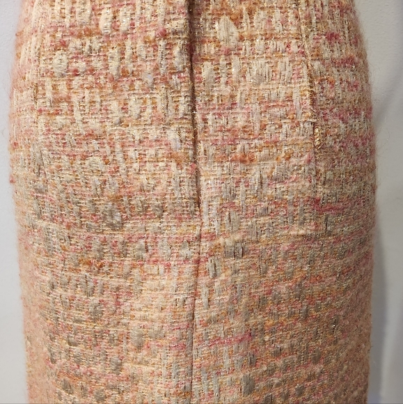Vintage Pink and Gold Shimmer Midi Tweed Skirt Fully Lined - Picture 8 of 8